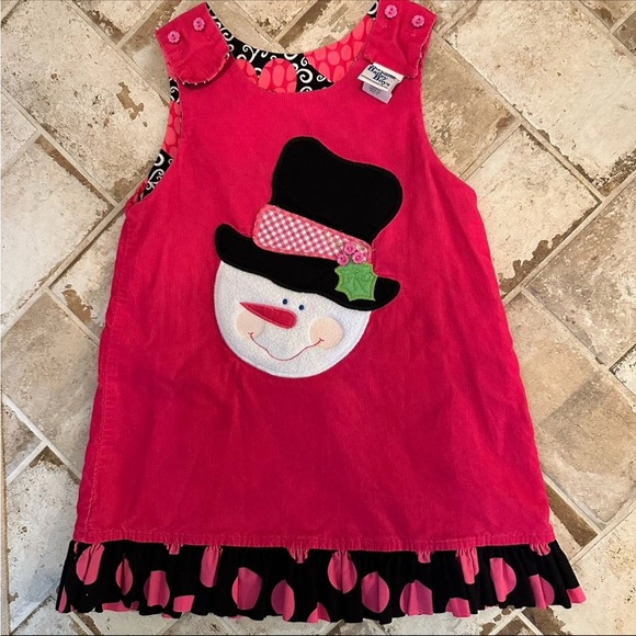 The Bailey Boys Reversible Christmas/Winter Toddler Girl Dress Size 4 Pink - Picture 1 of 11